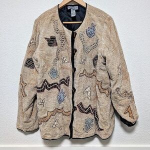 Vintage Indigo Moon Brand Embroidered Beige Women's Jacket